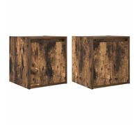 (smoked oak, 2 pcs) vidaXL Wall-Mounted Bedside Cabinets 2 pcs Concrete Grey 38x34x40 cm