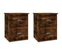 (smoked oak, 2 pcs) vidaXL Wall-mounted Bedside Cabinets Floating Storage Cabinets Hanging Cabinet