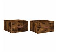 (smoked oak, 2 pcs) vidaXL Wall-mounted Bedside Cabinets Side Cabinet Bedside Table Nightstand