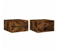(smoked oak, 2 pcs) vidaXL Wall-mounted Bedside Cabinets Side Table Bedstand 2 pcs Concrete Grey