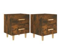 Vidaxl Bed Cabinets 2 Pcs Smoked Oak 40X35X47.5 Cm, Brown