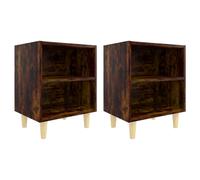 vidaXL Bed Cabinets with Solid Wood Legs 2 pcs Smoked Oak 40x30x50 cm