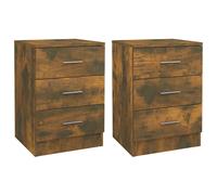 vidaXL Bedside Cabinets 2 pcs Smoked Oak 38x35x56 cm Engineered Wood