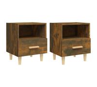 Vidaxl Bedside Cabinets 2 Pcs Smoked Oak 40X35X47 Cm, Brown