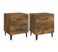 Vidaxl Bedside Cabinets 2 Pcs Smoked Oak 40X35X47.5 Cm