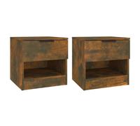 (smoked oak, 2) vidaXL 1/2x Bedside Cabinet Engineered Wood Home End Side Table Multi Colours