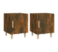 Bedside cabinets set of 2 Smoked Oak engineered wood 40x40x50cm compact pair x2