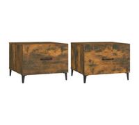 vidaXL Coffee Tables with Metal Legs 2 pcs Smoked Oak 50x50x40 cm