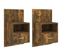 (smoked oak, 2) vidaXL 1/2x Wall Bedside Cabinet Home Bed Cabinet Furniture Multi Colours