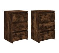 (smoked oak, 2) vidaXL Bed Cabinet Nightstand Side Table Storage Bed Table Engineered Wood