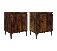 (smoked oak, 2) vidaXL Bed Cabinet with Metal Legs Nightstand Side Table Bedroom Bed Table