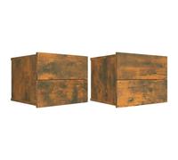 (Smoked oak, 2) vidaXL Bedside Cabinet Nightstand Bed Side Table Bed Cabinet Engineered Wood