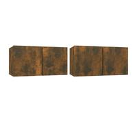(Smoked oak, 2) vidaXL Hanging TV Cabinet Entertainment Centre Wall TV Unit Wall TV Stand