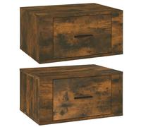 (Smoked oak, 2 x Bedside cabinet) vidaXL 1/2x Wall-mounted Bedside Cabinet Floating Bedside Unit Multi Colours