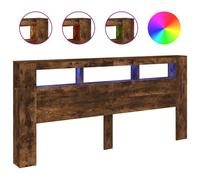 LED Headboard Bed Header Bedroom Storage Bed Headboard Engineered Wood vidaXL [EEK: N/A, A]