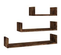Vidaxl Wall Display Shelves 3 Pcs Smoked Oak Engineered Wood, Brown