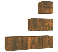 vidaXL 7 Door Smoked Oak Wall Mounted TV Cabinet 4 Piece - Size: 30 x 60 x 30cm - Brown - Wilko
