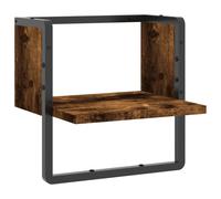 Floating Wall Shelf with Metal Bar Display Storage Shelf Engineered Wood