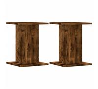 vidaXL Speaker Stands Floor Stand Pair - Smoked Oak Wood, 30x30 cm Top Plate, Hollow Design for Sand Filling, Stable and Durable for Enhanced Audio