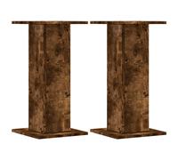 vidaXL Speaker Stand 2 pcs - Smoked Oak Engineered Wood - Hollow Fillable Design - 60 cm Height - 60 kg Load Capacity