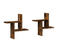 (smoked oak, 38 x 12 x 38 cm) vidaXL Wall Shelves Wall Storage Shelf Floating Shelf 2 pcs Engineered Wood