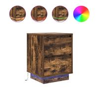 vidaXL Bedside Cabinets with LED Lights 2 pcs Smoked Oak 38x34x50 cm - Brown, Brown