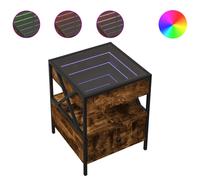 vidaXL Coffee Table with Infinity LED Smoked Oak 40x40x51 cm - Brown, Brown