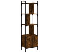 Smoked Oak Bookshelf with Door, Engineered Wood and Steel Frame, 44.5x30x154.5cm