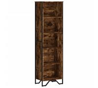 Bookcase 5-Shelf Smoked Oak Engineered Wood Metal Feet Slim Tall 50x31x169 cm.
