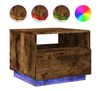 vidaXL Coffee Table with LED Lights Smoked Oak 50x49x40 cm