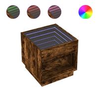 (smoked oak, 50 x 50 x 50 cm) vidaXL Coffee Table with Infinity LED Hallway End Table Accent Side Table