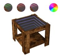 vidaXL Coffee Table with LED Smoked Oak 53x53x45 cm Engineered Wood, Brown