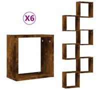 (smoked oak, 6 pcs) vidaXL Wall Cube Shelves Floating Rack Storage Shelf Display Shelf Wall Shelf