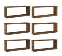(smoked oak, 6) vidaXL Wall Cube Shelves Wall Rack Wall-mounted Storage Shelf Engineered Wood
