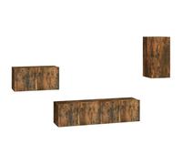 vidaXL 4 Piece TV Cabinet Set Smoked Oak Engineered Wood, Brown
