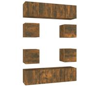 (Smoked oak, 60 x 30 x 30 cm (W x D x H)) vidaXL TV Cabinet Set Engineered Wood Furniture Multi Colours/Sizes 8/10 Piece