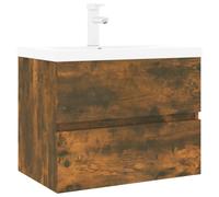 vidaXL Sink Cabinet with Built-in Basin Smoked Oak Engineered Wood, Brown