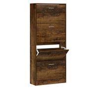 (Smoked oak, 63 x 24 x 147 cm (W x D x H)) New Wood Shoe Cabinet 2Drawer Storage Cupboard Rack Shelf Multi Colours/Sizes