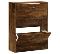 (Smoked oak, 63 x 24 x 81 cm (W x D x H)) New Wood Shoe Cabinet 2Drawer Storage Cupboard Rack Shelf Multi Colours/Sizes
