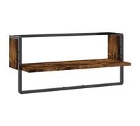 (smoked oak, 65 x 25 x 30 cm) vidaXL Wall Shelf with Bar Floating Shelf Wall Mounted Shelf Display Wall Rack