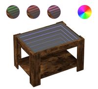 vidaXL Coffee Table with LED Smoked Oak 73x53x45 cm Engineered Wood