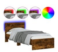 (smoked oak, 75 x 190 cm) vidaXL Bed Frame with Headboard and LED Bed Base Mattress Foundation Bedstead