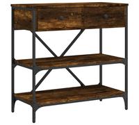 Console Table Smoked Oak 75x34.5x75cm Engineered Wood Steel Frame 2 Drawers Hall