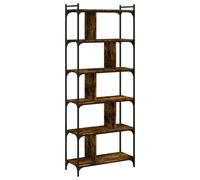 (smoked oak, 76 x 32 x 192 cm) vidaXL Bookcase Office 6-Tier Book Shelf Rack Storage Cabinet Engineered Wood