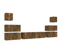 vidaXL 8 Piece TV Cabinet Set Smoked Oak Engineered Wood - Brown, Brown