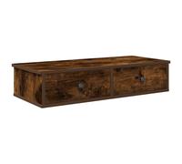 vidaXL Wall Shelf with Drawers Smoked Oak 80x31x17 cm Engineered Wood