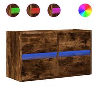 vidaXL TV Wall Cabinet with LED Lights Smoked Oak 80x31x45 cm
