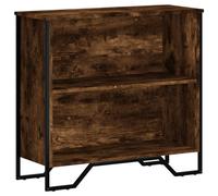 vidaXL 2 Shelf Smoked Oak Small Bookcase - Size: 74.5 x 31 x 80cm - Brown - Wilko
