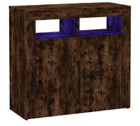 (Smoked oak, 80 x 35 x 75 cm (L x W x H)) vidaXL Sideboard with LED Lights Storage Cupboard Cabinet Buffet Highboard