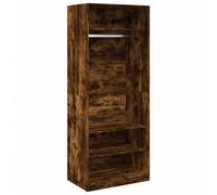 (smoked oak, 80 x 50 x 200 cm/ 3 shelves piece) vidaXL Wardrobe Clothing Storage Hanger Clothes Cabinet Closet Engineered Wood
